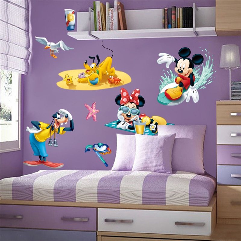 Disney Mickey Minnie Egér Ostoba Pluto Falmatricák Gyerekszobákhoz Lakberendezés Rajzfilm Fali Matricák Pvc Falfestmény Art Diy Plakátok