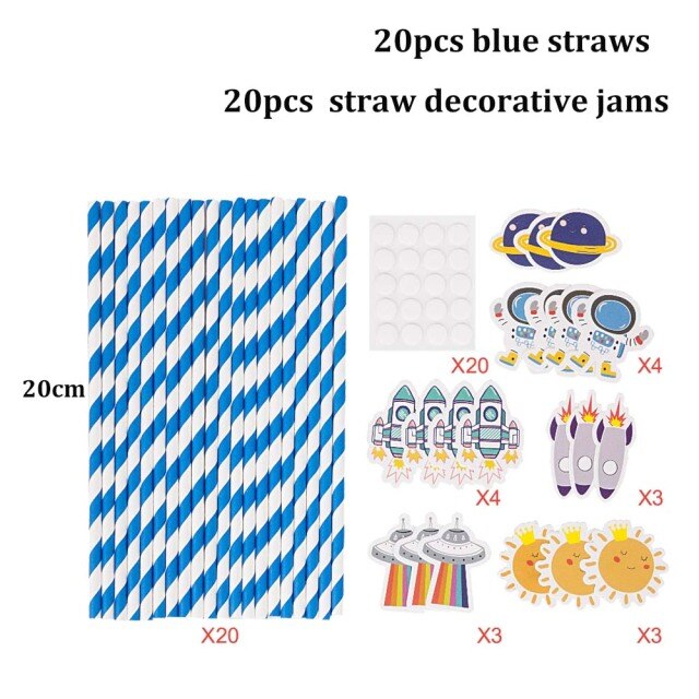 20pcs blue straws