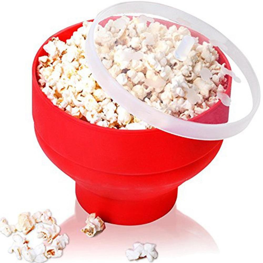 2021 Kreatív Popcorn Mikrohullámú Szilikon Összecsukható Piros Kiváló Minőségű Konyha Egyszerű Eszközök Diy Vödör Tál Készítő Otthoni