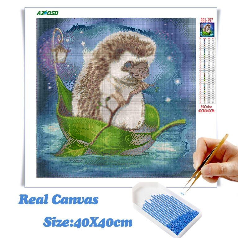 Azqsd Gyémánt Hímzés Hedgehog 5D Diy Gyémántfestés Állatkeresztöltés Teljes Fúrás Strasszok Képe Kézzel Készített Ajándék - Image 2