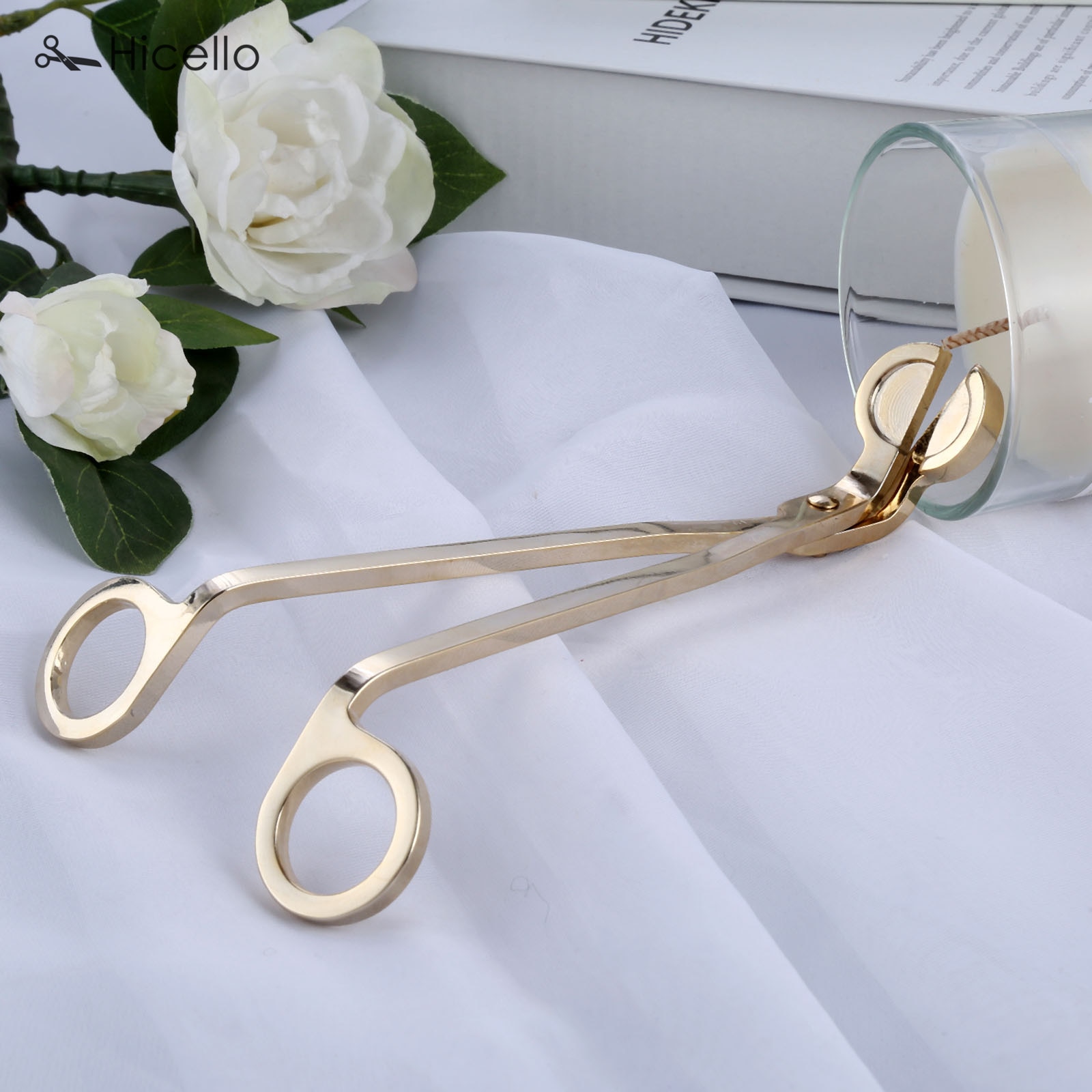 Candle Wick Trimmer Stainless Steel Candle scissors trim wick Cutter  Snuffer Round head 18cm Black Rose
