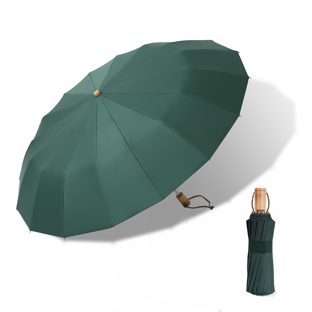 Vintage Esernyő 16 Csont Könnyű Alumínium Ötvözet Esős Szilárd Összecsukható Szélálló Nagy Férfi Eső Női Ajándék Napernyő