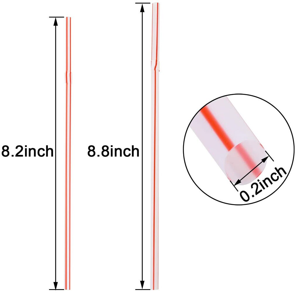 100/200/600 Műanyag Szívószálak 5 Mm-Es Hajlítható Többszínű Csík Helyezhető Eldobható Party Szivárványos - Image 3