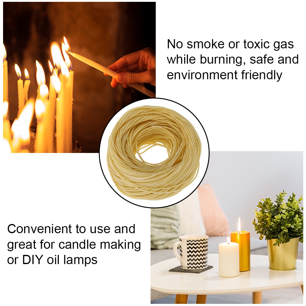 100% Szerves Kenderkanál Természetes Méhviasz Bevonattal -Barkácsgyertya-Kanócok Cseréje 61M-Es Gyertya Magkeverék - Image 5