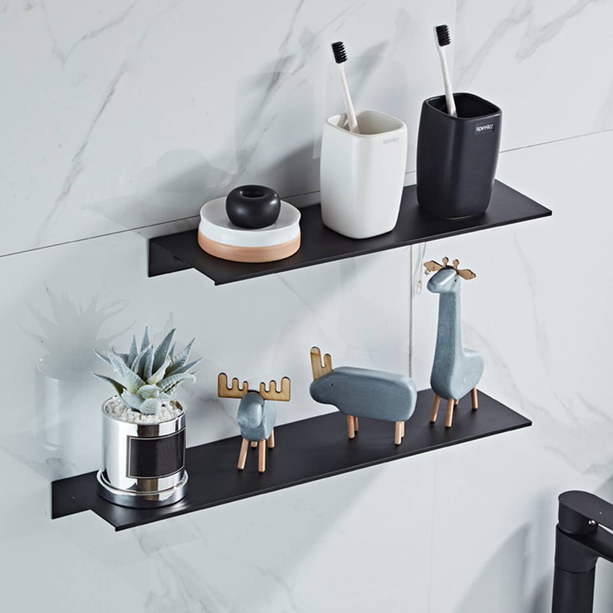 30-40-50-60cm-Nordic-Style-Alumium-Wall-Mounted-Bathroom-Storage-Organizer-Shelf-Hanging-Rack-Holder 30/40/50 / 60Cm Skandináv Stílusú Alumínium Falra Szerelhető Fürdőszoba Tároló Szervező Polcos Függesztett Állványtartó Szoba Dekoráció Fehér Fekete - Image 1