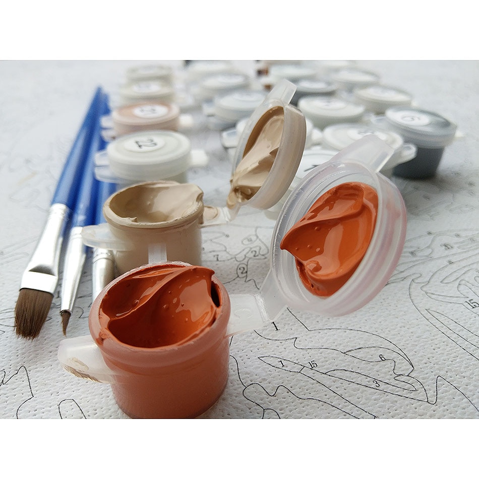 Chenistory Keret Four Seasons Fa Táj Diy Festés Számok Kit Festék, Vászon Festmény Kalligráfia Lakberendezés - Image 5