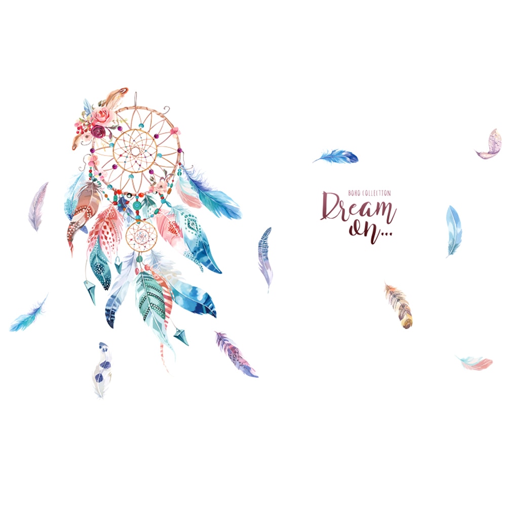 Colourful-Feathers-Dream-Catcher-Wall-Art-Stickers-For-Office-Shop-Study-Room-Home-Decoration-Diy-Pvc-2 Színes Tollak Álomfogó Falikép Matricák Irodai Üzlet Dolgozószobájához Lakásdekoráció Diy Pvc - Image 4