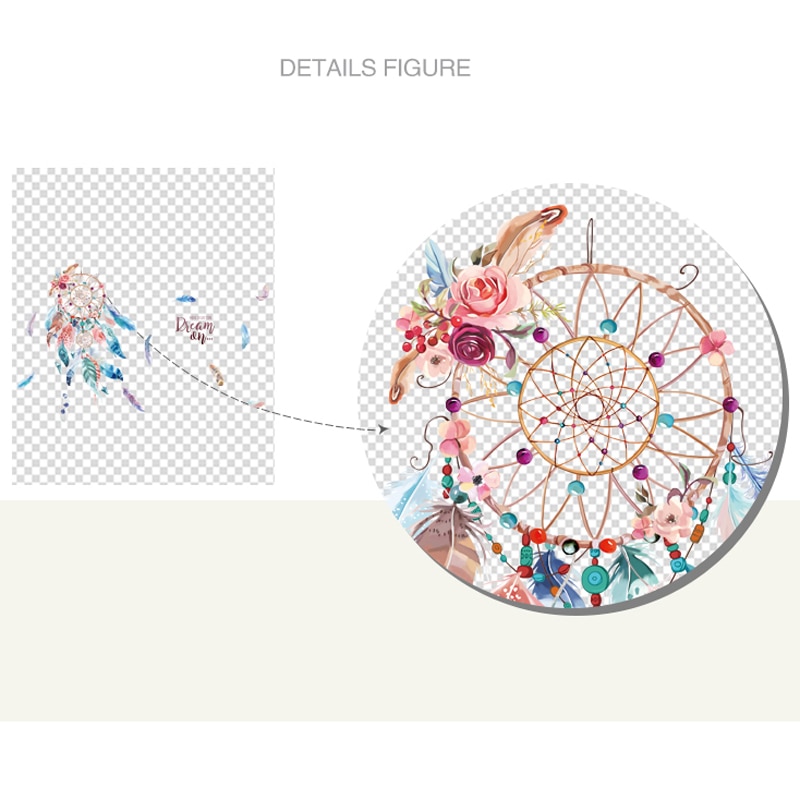 Colourful-Feathers-Dream-Catcher-Wall-Art-Stickers-For-Office-Shop-Study-Room-Home-Decoration-Diy-Pvc-3 Színes Tollak Álomfogó Falikép Matricák Irodai Üzlet Dolgozószobájához Lakásdekoráció Diy Pvc - Image 5