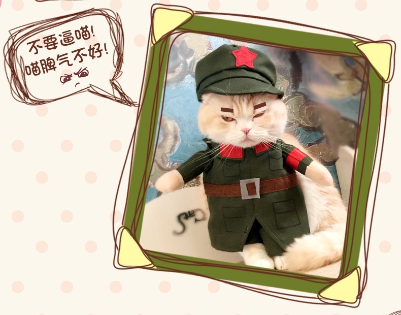 Eladó Macskák Ruhája Népi Felszabadító Hadsereg Kiskutya Kisállat Jelmez Ruhák Kínai Piros Katonák Jelmezes Ruhái - Image 3