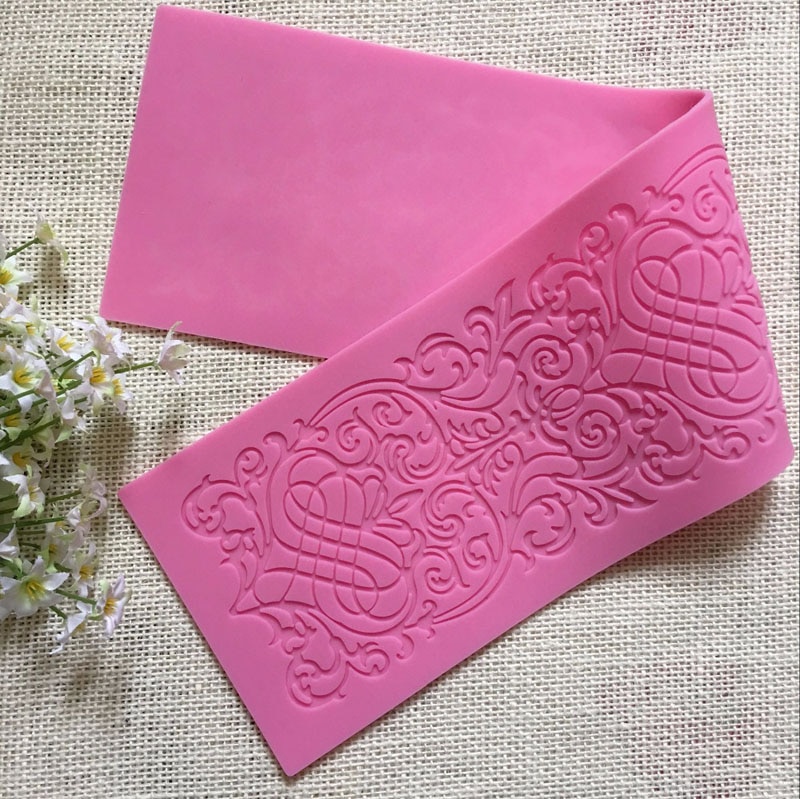 New-Lace-Lace-Silicone-Mould-Cakes-Around-the-Edge-Decorating-Tools-Fondant-Chocolate-Embossing-Tools-1 Csipke Szilikon Penész Sütemények A Szélén Díszítő Eszközök Fondant Csokoládé Domborító - Image 3
