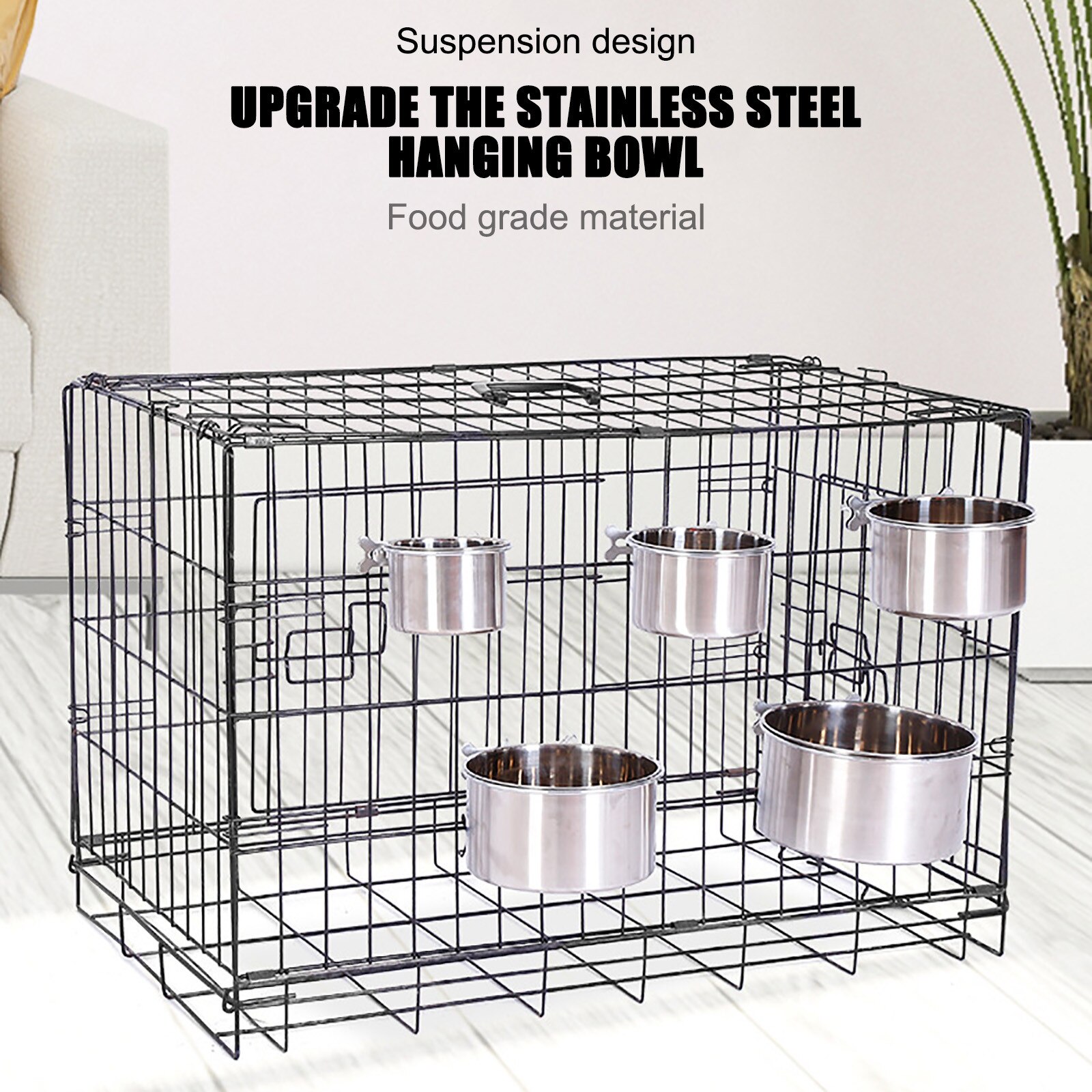 Szokásos Rozsdamentes Acél Kutya Tál Ketrecben Rögzített Medence Adagoló Vízitál Háziállat Macskák Kölyökkutya Kültéri Étel - Image 8