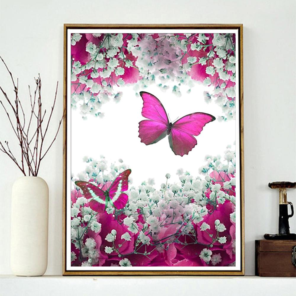 Kerek Teljes Gyémánt 5D Táj Festmény Pillangó Virág Diy Hímző Készlet Lakberendezési Dísztárgyak - Image 3