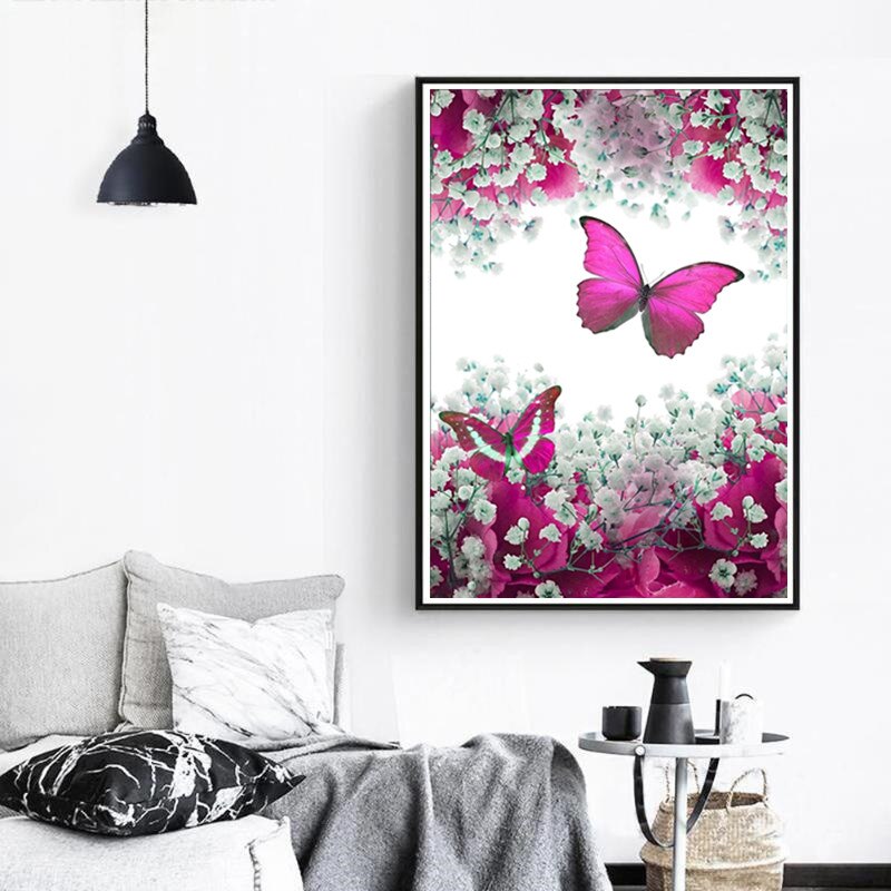 Kerek Teljes Gyémánt 5D Táj Festmény Pillangó Virág Diy Hímző Készlet Lakberendezési Dísztárgyak - Image 2