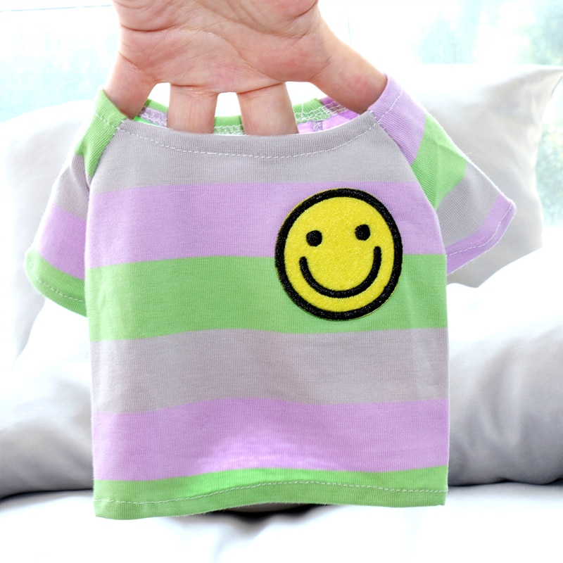 Nyári Mosolygó Kutyaruhák Csíkos Harisnyatartó Póló Ruházat Kis Közepes Kutyák Számára Yorkshire Shih Tzu Kisállat Kutya Mellény - Image 3