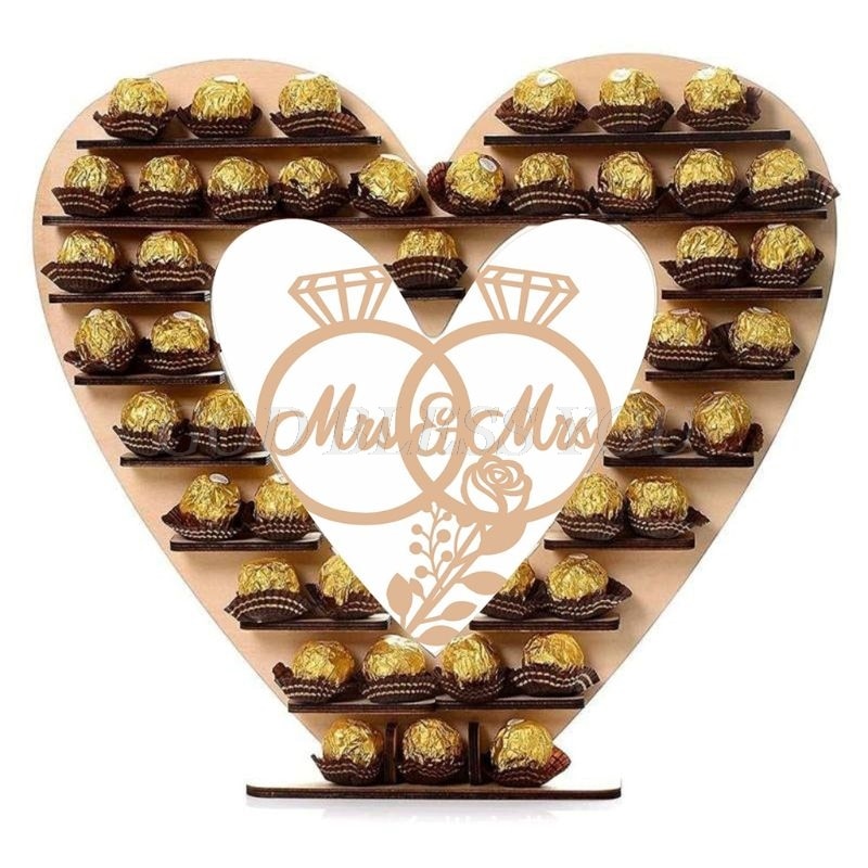 Esküvői Fa Dísztárgyak Mr & Mrs Csokoládé Állvány Kijelző Cukorkák Cupcake Desszertek Tartó Lakberendezés Party Bárok - Image 3