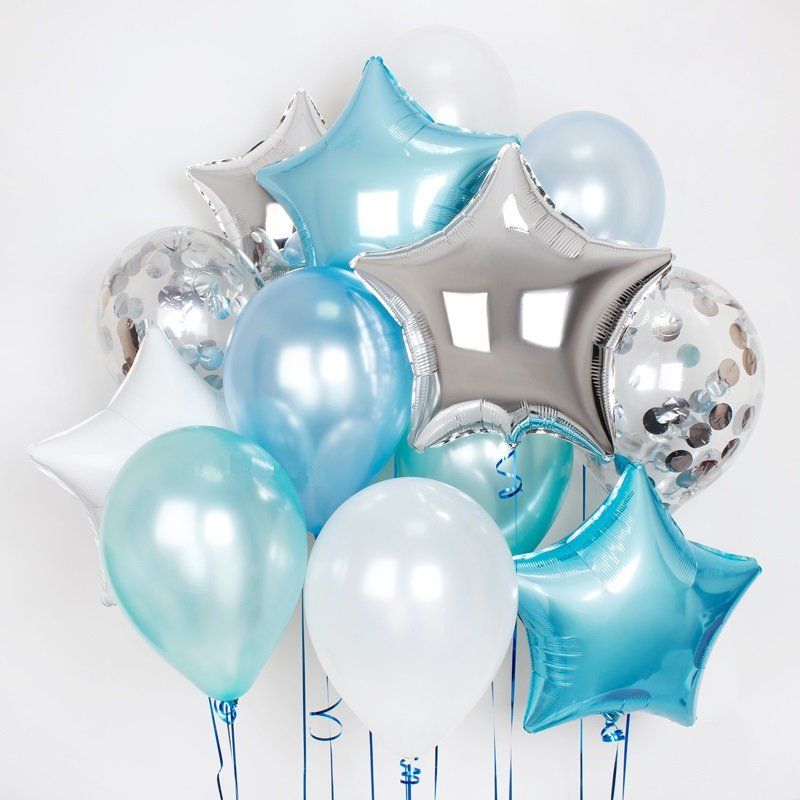 11pcs-Blue-Silver-Confetti-Balloons-18inch-Aluminum-Foil-Stars-Balloons-Wedding-Decoration-Birthday-Valentines-Party-Balloons 11Db Kék Ezüst Konfetti Lufi - Image 1