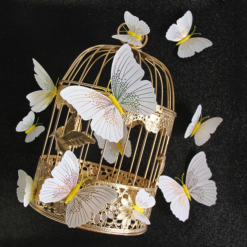 12Db / Készlet Ambilight 3D Butterfly Fali Matrica Pillangók Lakberendezési Szoba Dekoráció Hűtőmágnes Matricák Esküvőre