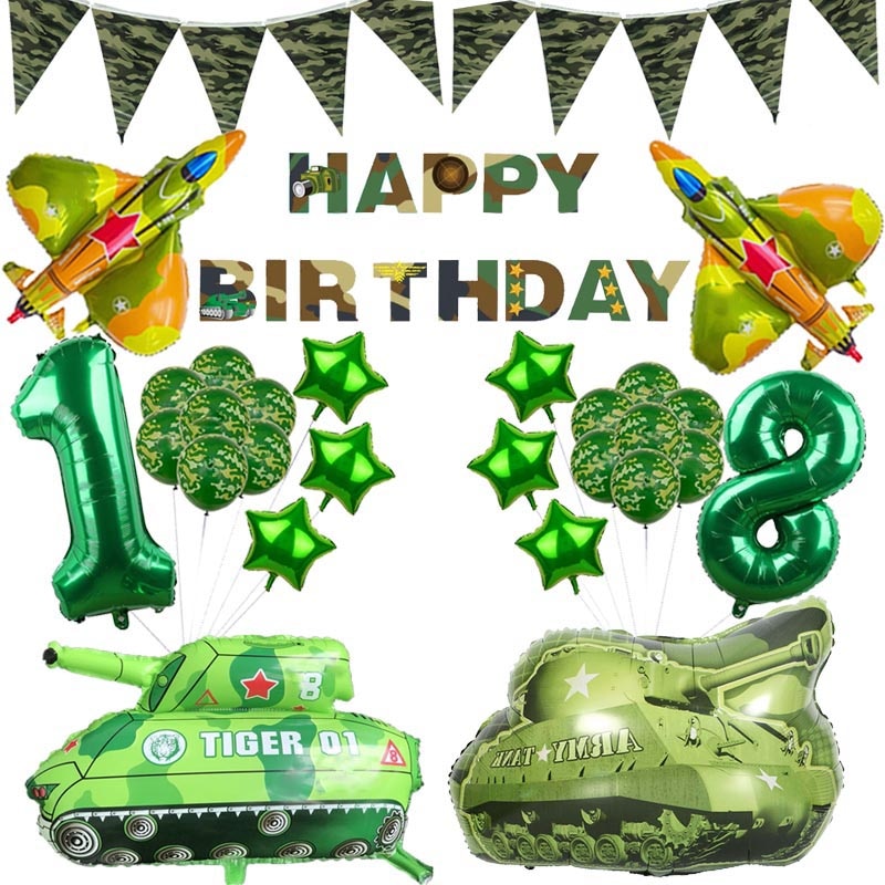 12inch Camouflage latex ballons Military Theme Fighter Tank Police Toy Foil  Ball Blue Green Printed Balloon