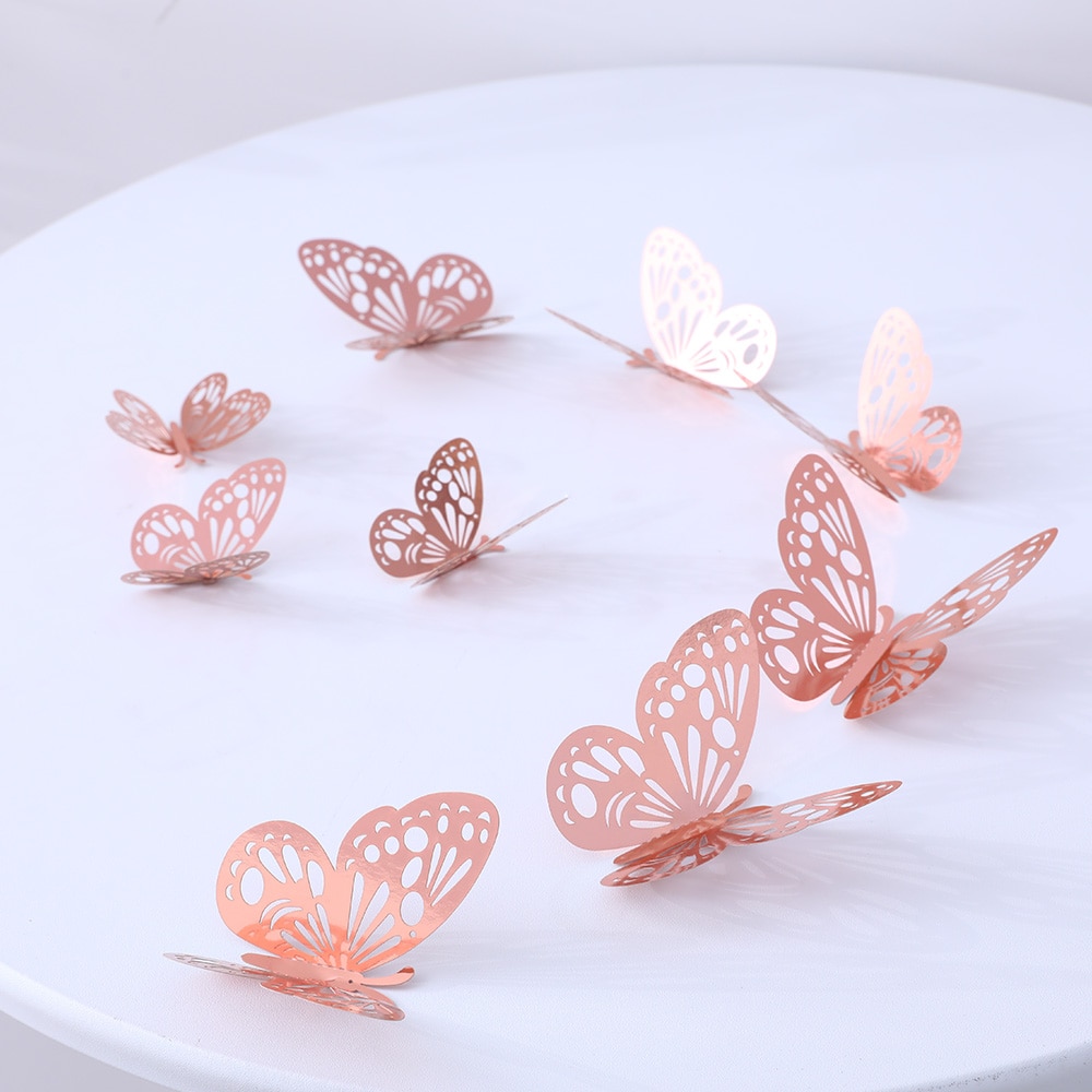 12Db 3D Pillangó Falmatricák Esküvői Fal Dekoráció Valentin Dekoratív Matrica Pillangók A Falon Matricák