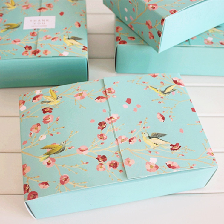 20Db Nagy Kék Virágmadarak Díszítése Pékség Csomag Desszert Cukorka Süteményes Csomagoló Doboz Díszdobozok Kedvezmények