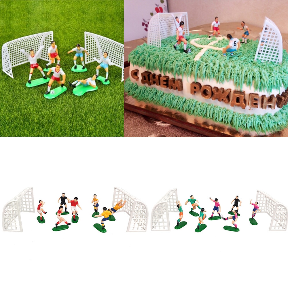 8 Db / Készlet Voetbal Torta Tetejére Gyerekek Cupcake Teteje Dekor Modell Gelukkige Verjaardag Feestartikelen Kinderen Partij Decoratie