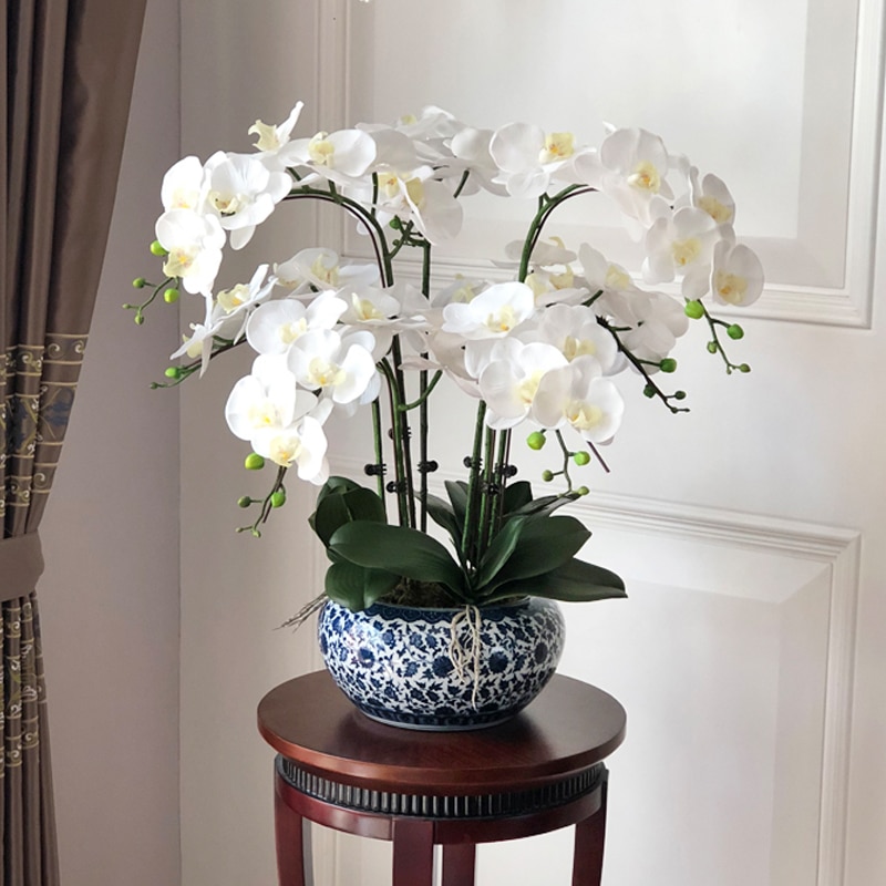 nagy mű orchidea PU valódi érintőkéz szett műüveg nagy művirág elrendezés nincs váza lakberendezési pünkösdi rózsa