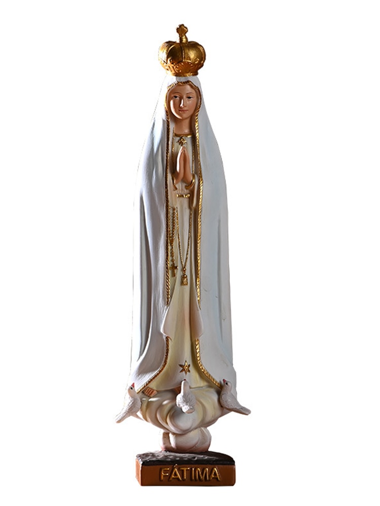 Katolikus Szobor Fatima Szűzanya Szobra Szűz Mária Otthoni Asztali Lakberendezési Gyanta Figura