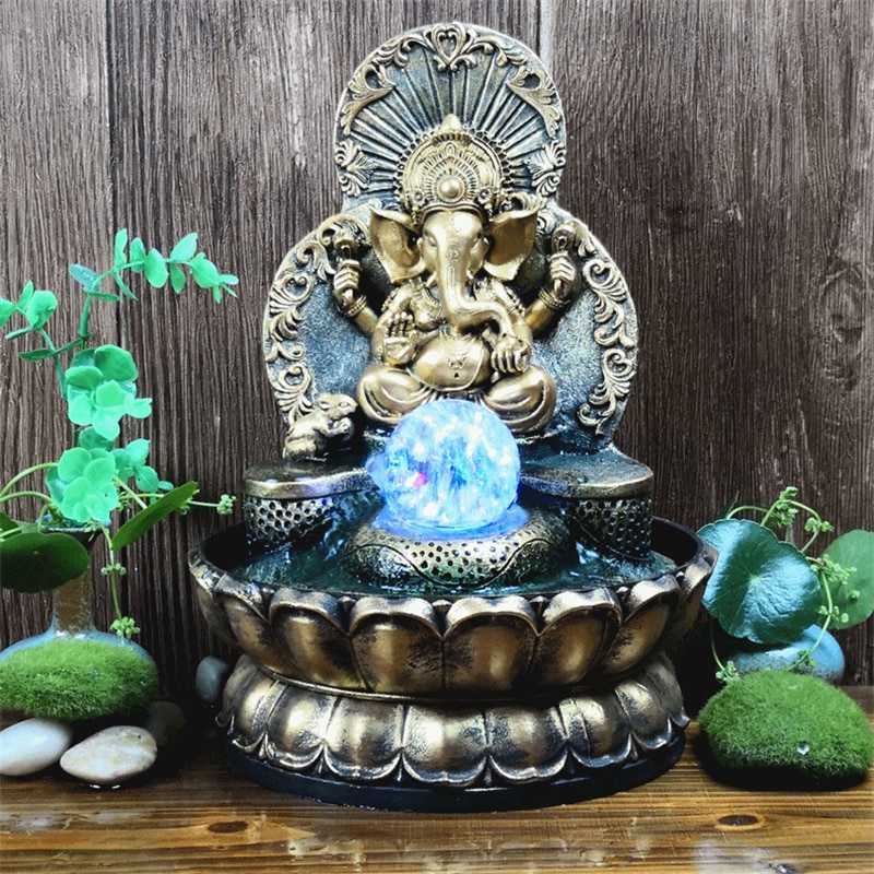 Elefánt Isten Ganesha Szerencsés Szökőkút Díszek Feng Shui Kézműves Ajándékok Beltéri Asztali Légnedvesítő