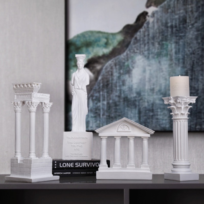 Görög Ókori Város Templom Építészeti Modell Római Oszlop Dísz Európai Stílusú Dekorációs Bútor Gyanta Szobor