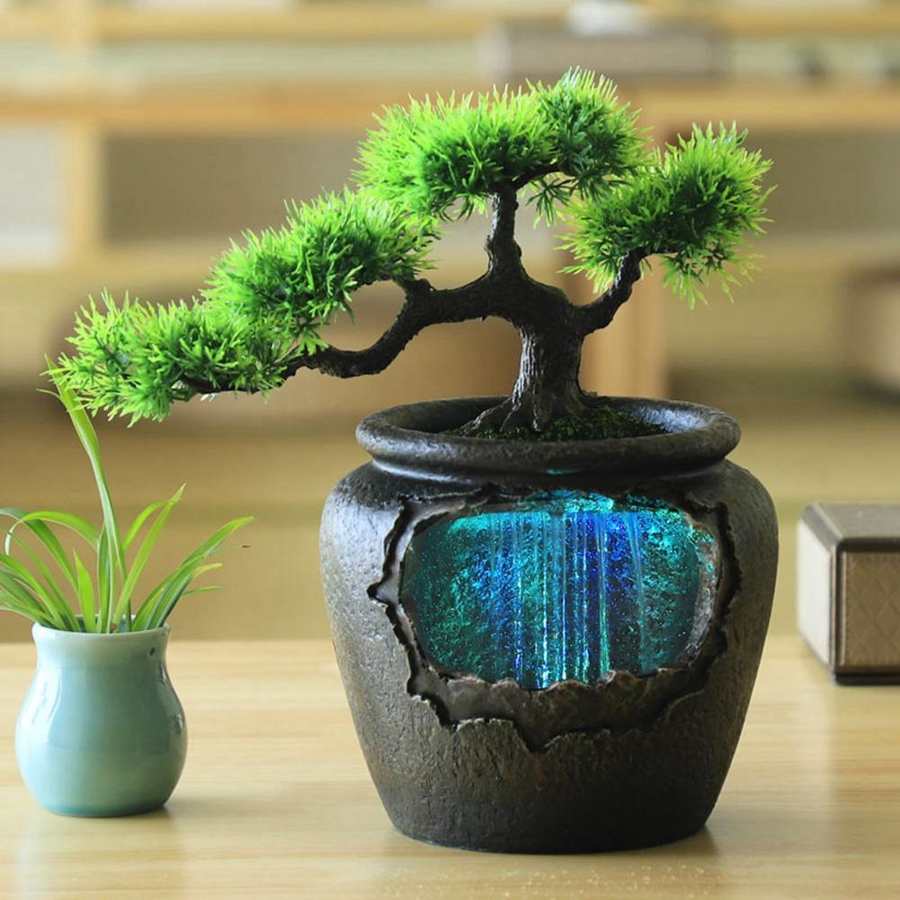 Vezetett Vízesés Növényfa Szökőkút Dekoráció Dísz Kőzet Feng Shui Otthoni Asztali