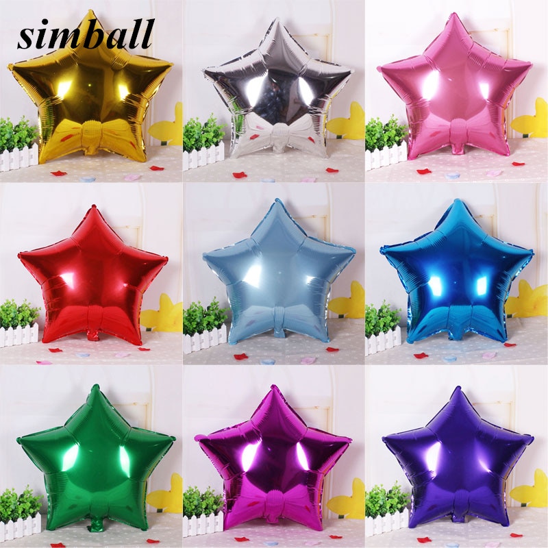 5-Pieces-Big-10-inch-Five-pointed-Star-Aluminium-Foil-Balloons-Wedding-Birthday-Party-Wedding-Market 5 Darab Nagy 10 Hüvelykes Ötágú Csillag Alumíniumfólia Léggömbök Esküvői Születésnapi Party Piactér - Image 1