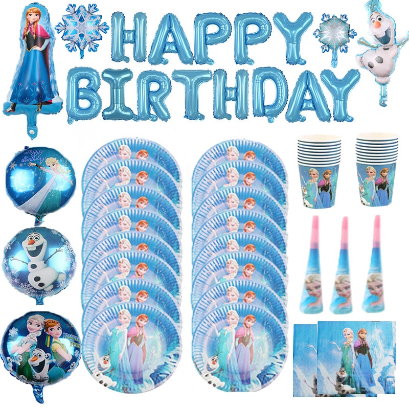 Disney Fagyasztott Lányok Születésnapi Party Dekorációk Ajándék Táska Papír Poharak Lemezek Kanál Rajzfilm Aisha Anna Eldobható Evőeszközök