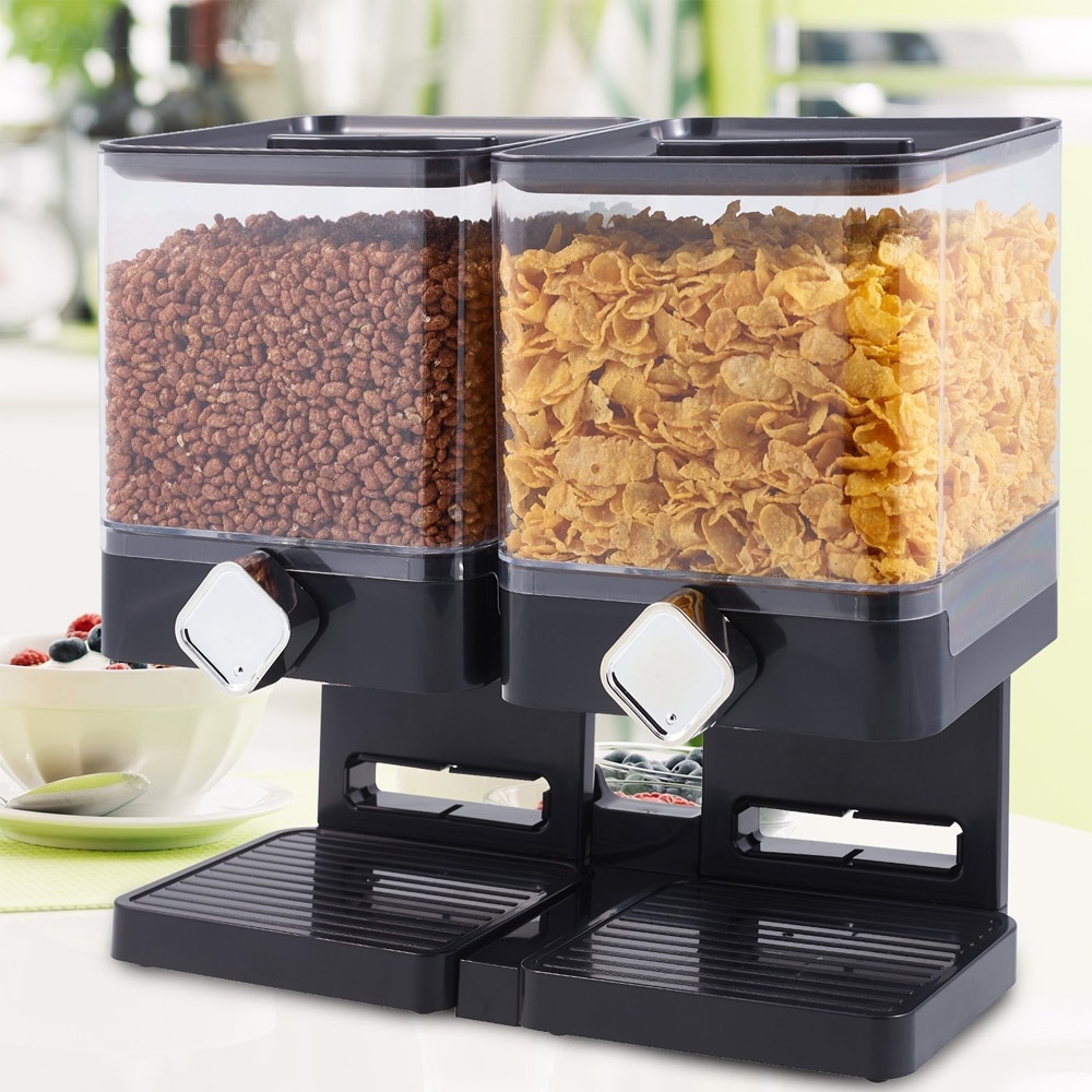 Grain-Dispenser-1-2-Gallons-Single-Double-Cereal-Dispenser-Grain-Oat-Storage-Container-Kitchen-Dry-Food 1/2 Gallon Egyetlen Dupla Gabona Konténer Konyhai Száraz Étel Snack Palack - Image 1