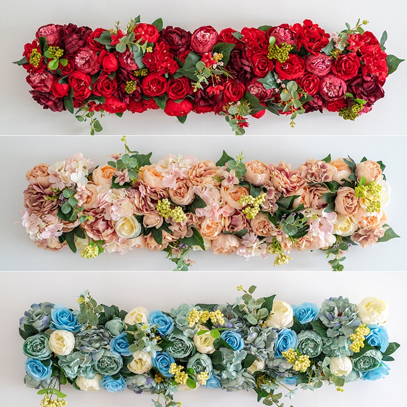 Luxus Művirág-Elrendezés Dekoráció A Lakodalom Esküvőjének Hátteréhez Az Út Idézett Virág Rózsa Bazsarózsa Hortenzia Keverék