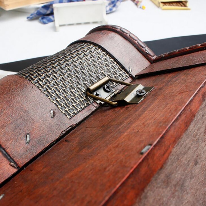 Fából Készült Kincs Díszítő Doboz Hevederekkel Régimódi Antik Szüreti Bor Tárolás Születésnapi Party Esküvői Dekorációhoz - Image 4