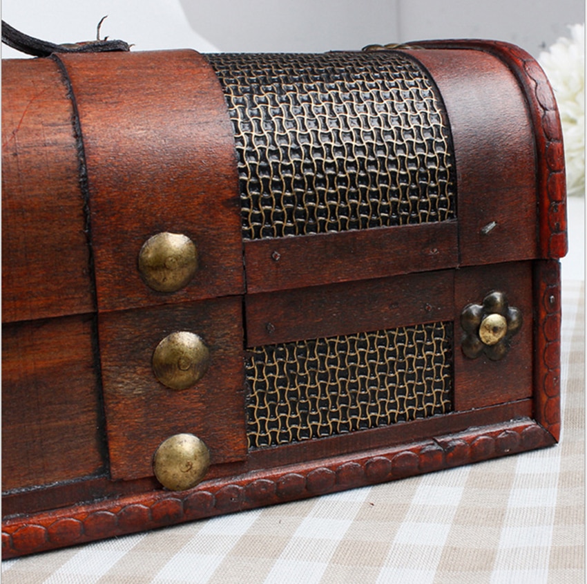 Fából Készült Kincs Díszítő Doboz Hevederekkel Régimódi Antik Szüreti Bor Tárolás Születésnapi Party Esküvői Dekorációhoz - Image 5