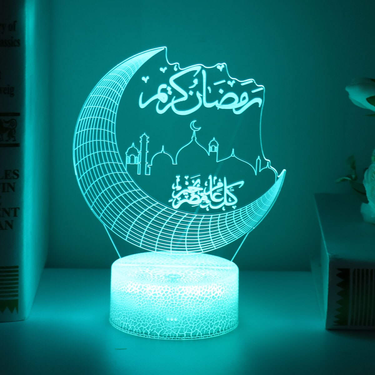 Eid Mubarak Ramadan Dekoráció Otthoni Holdcsillagok Távirányítóval Led Fény Al Adha Iszlám Muszlim Párt Kareem