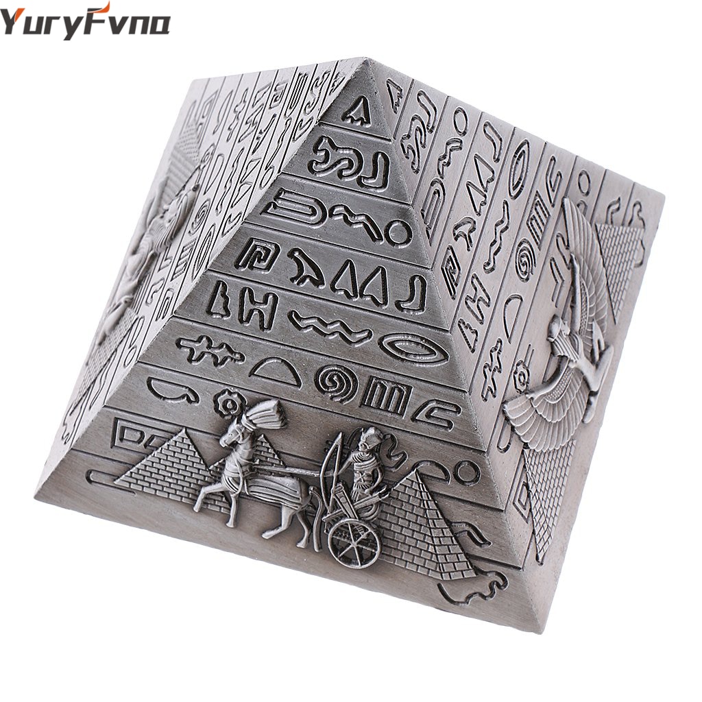 Yuryfvna Fém Ezüst Egyiptomi Piramis Figura Piramisépület Szobor Otthoni Iroda Asztali Dekoráció Ajándék Ajándéktárgy