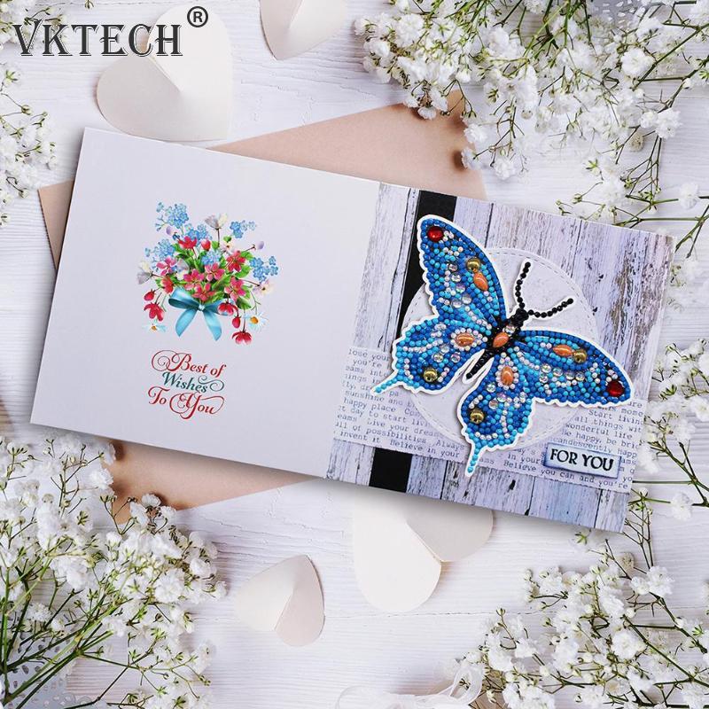 12Db Gyémántfestés Üdvözlőkártya Különleges Alakú Gyémánt Hímzés Születésnapi Kártyák Hálaadás Kereszt Stitch Craft