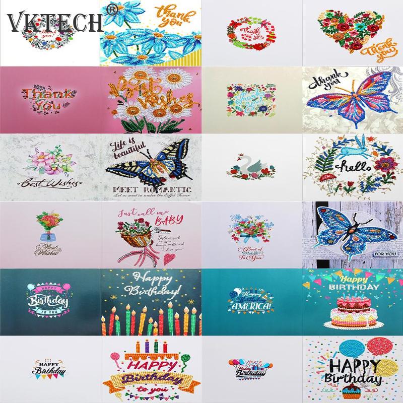 12Db Gyémántfestés Üdvözlőkártya Különleges Alakú Gyémánt Hímzés Születésnapi Kártyák Hálaadás Kereszt Stitch Craft