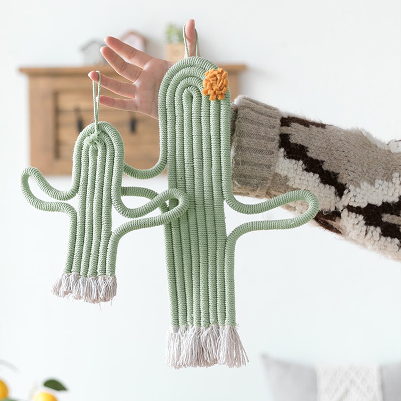 Kaktusz Függő Dekorációk Kézzel Készített Makramé Szövő Növények Lányok Fiúk Gyerekszoba Dekoráció Otthoni Óvoda Party Ünnepi Fal