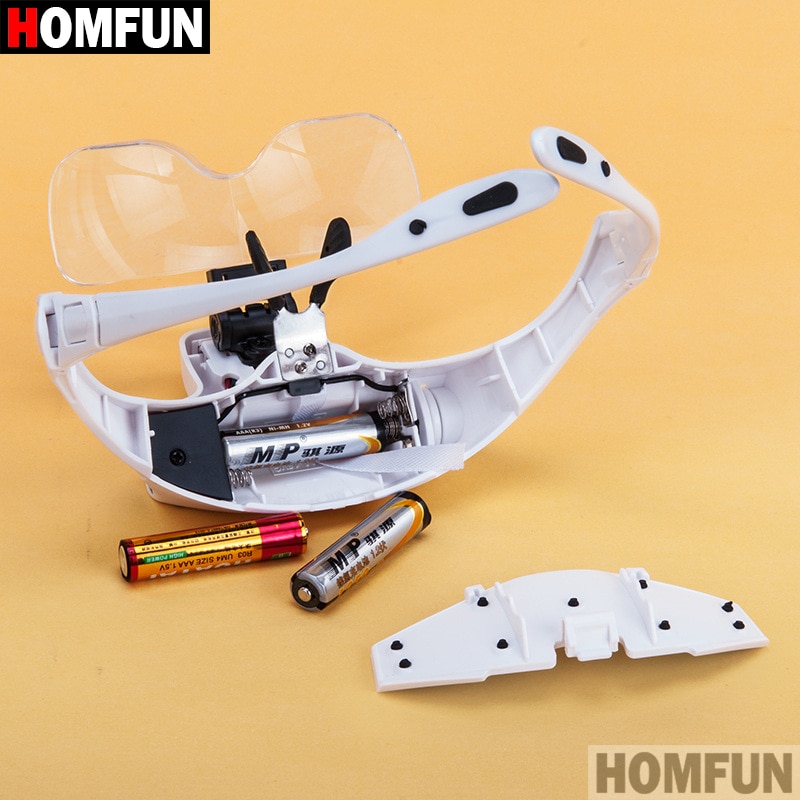 Homfun Diamond Festés Hímzések 1.0X 1,5X 2.0X 2,5X 3,5X Állítható 5 Lens Loupe Led Fejpánt Nagyító Üveg Lámpa