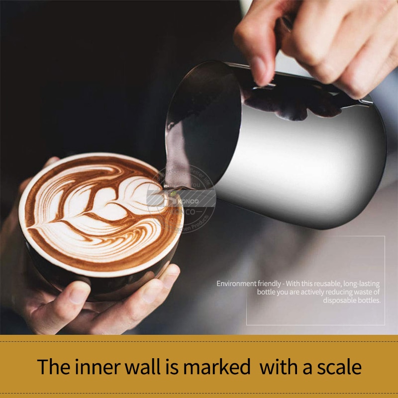 Kon Scale Eszpresszó Kávé Tejhabosító Kancsó Rozsdamentes Acél Krém Macchiato Cappuccino Latte Art Maker