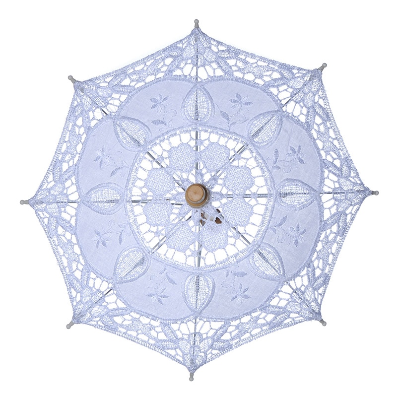 Napernyő Pamut Hímzés Menyasszonyi Esernyő Fehér Elefántcsont Battenburg Csipke Esküvő A