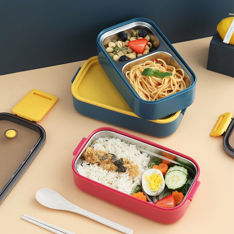 Stainless Acél Aranyos Ebéddoboz Gyerek Ételtartó Dobozokhoz Búzaszalma Anyagból Szivárgásmentes Japán Stílusú Bento Doboz