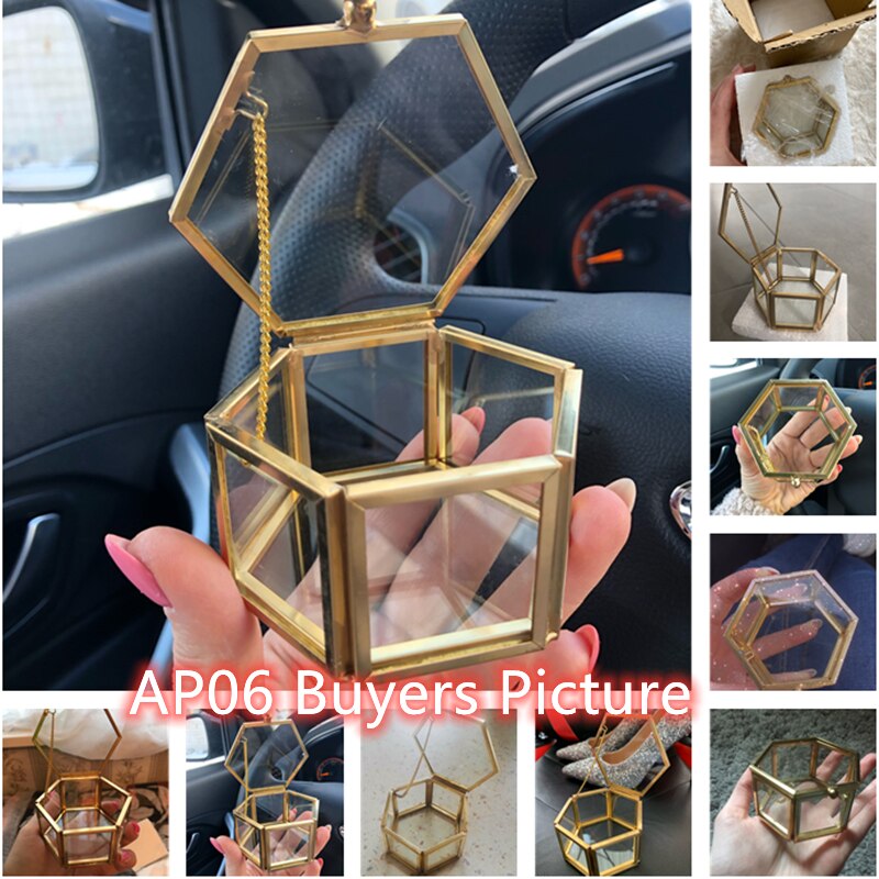 Ékszer Szervező Hatszög Átlátszó Üveg Gyűrű Doboz Esküvői Geometriai Tartó Tabletop Containe