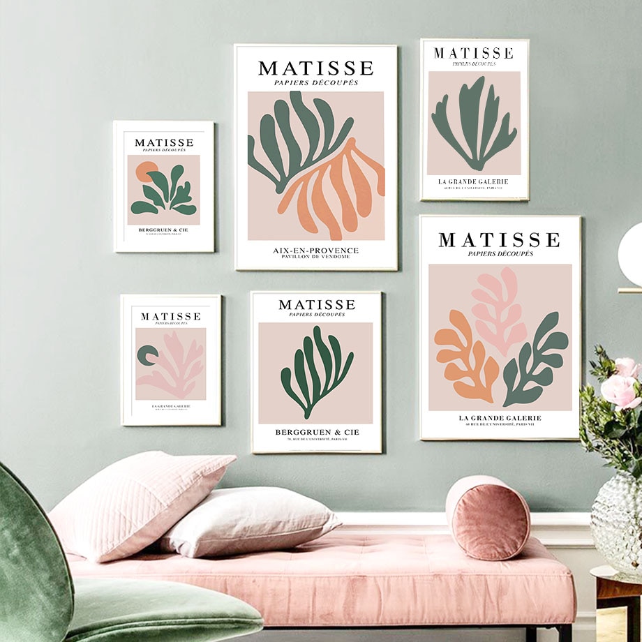 Matisse Geometriai Levél Absztrakt Vintage Falfestmény Vászonkép Északi Plakátok És Faliképek Nappali Dekorációhoz