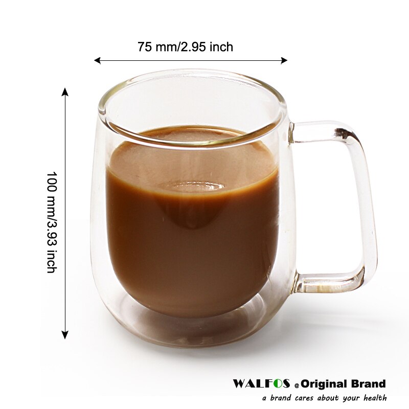 Walfos 250 Ml-Es Kávéscsészék Teáskészletű Bögrék Kézzel Készített Kreatív Söritalok Egy Bögre Irodai Átlátszó Drinkware Dupla Üvegcsészék