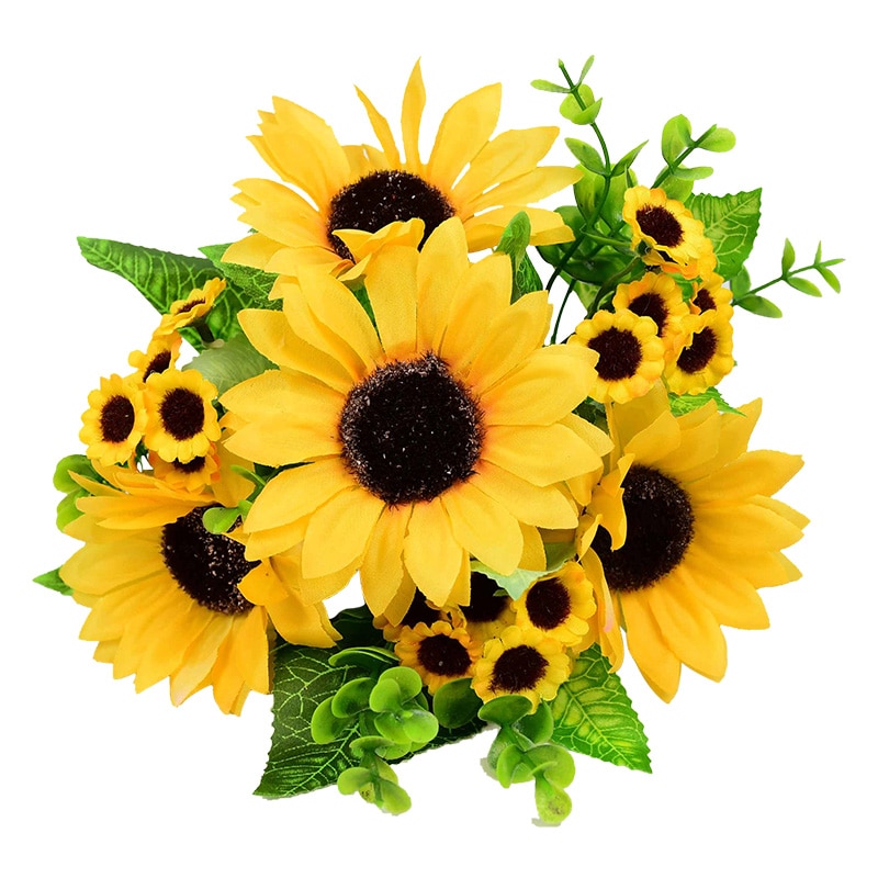 1Bunch Mesterséges Napraforgó Selyem Virágcsokor Esküvői Party-Hoz Otthoni Kert Dekoráció Kiváló Minőségű Szimuláció Virágok - Image 5