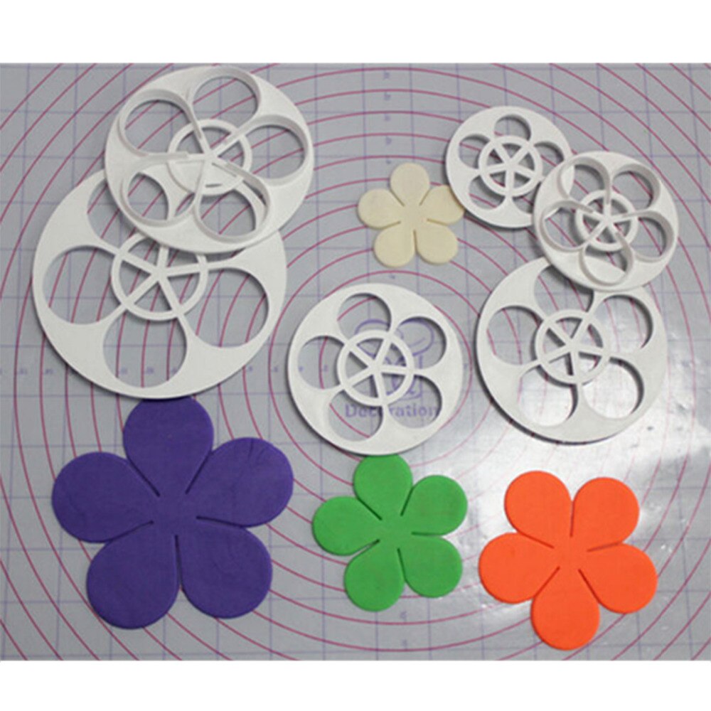 6 Cái / Bộ Hoa Hồng Bánh Kẹo Đường Thủ Công Di Động Trang Trí Quy Khuôn Cao Su Dán Dụng Cụ Cắt - Image 2